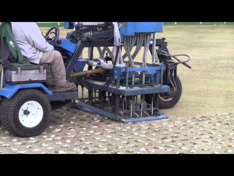Drilling and Sanding the Greens at Sun City (CA) Lawn Bowls Club
